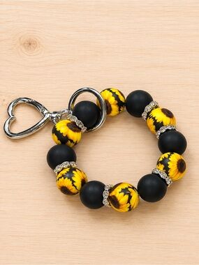 Sunflower Stretch Bracelet Keychain - Yellow & Black
